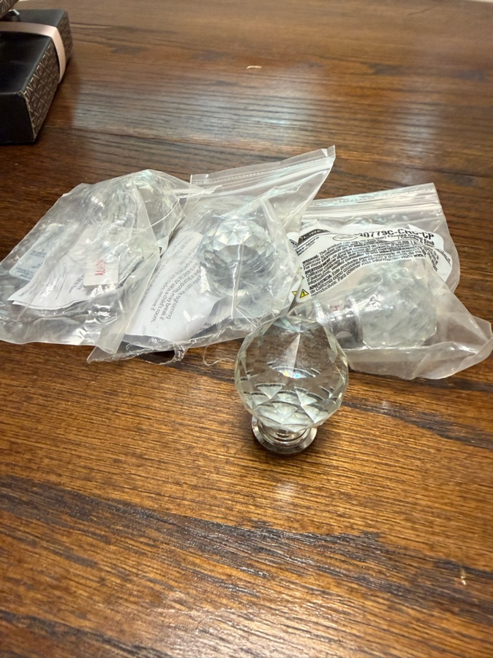 Crystal Glass Cabinet Knobs - Clear Round Faceted